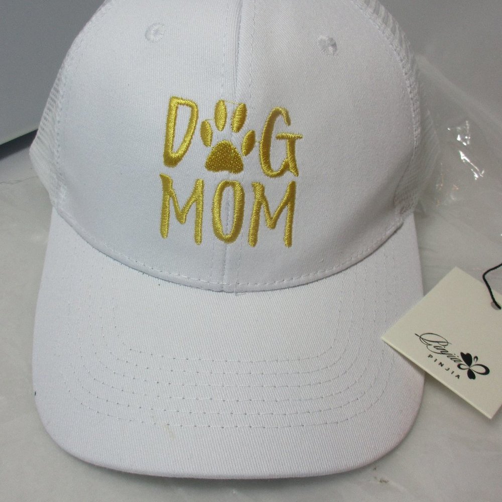 New White DOG MOM Baseball Cap Hat for Ponytail